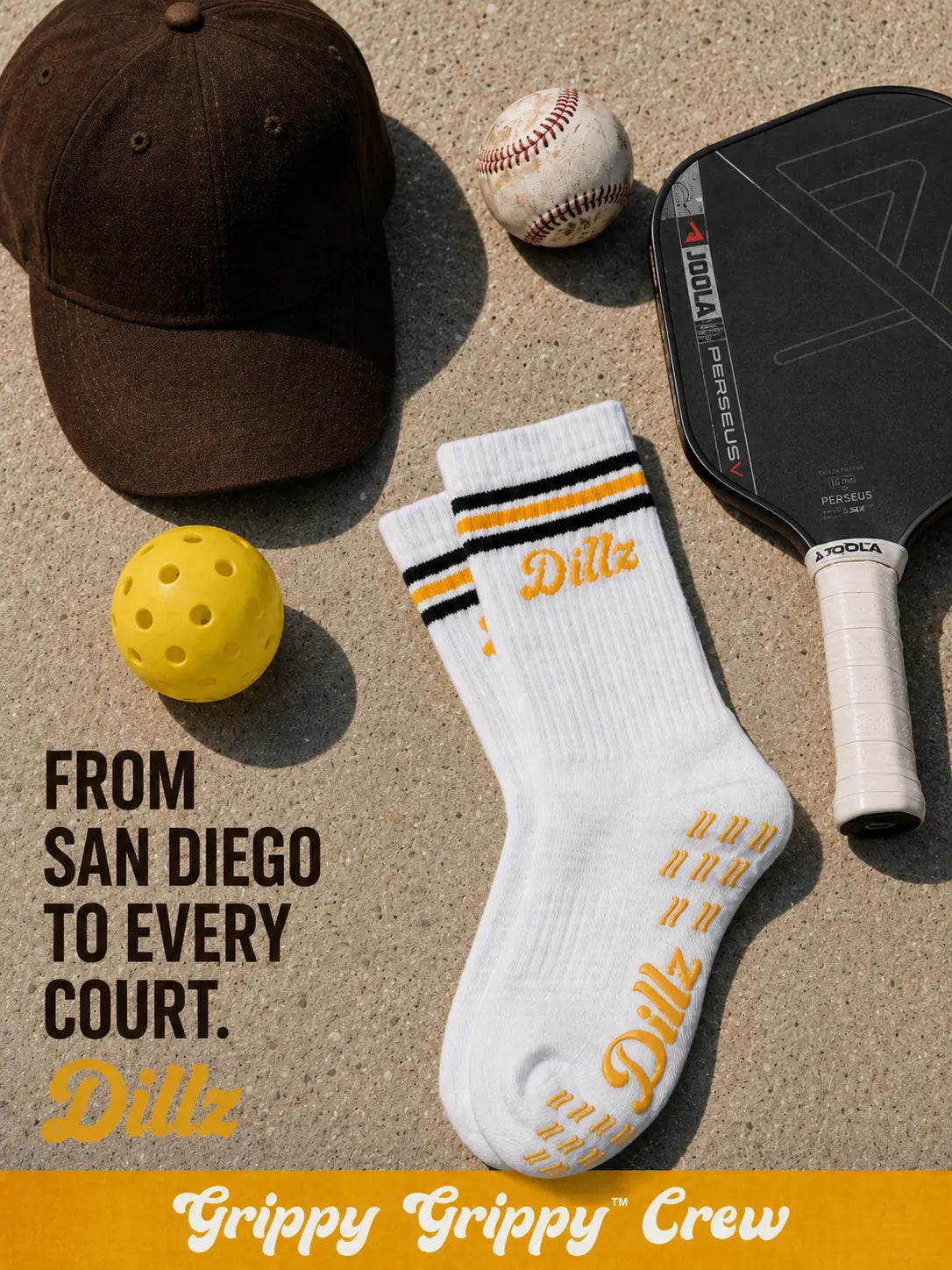 Dillz Grippy Grippy crew grip socks with baseball gear for training